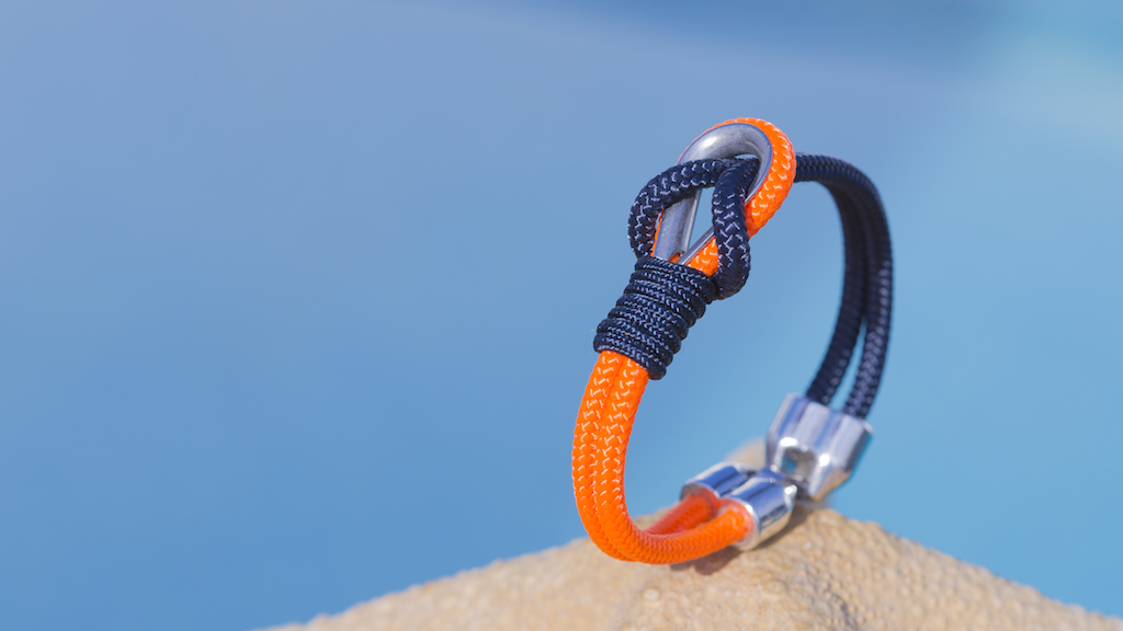 pulsera marinera hombre azul y naranja