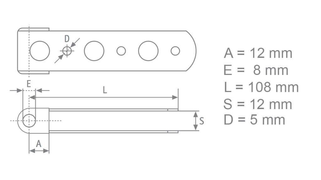 Dimensiones abrazadera Viadana 52.09 Diagrama